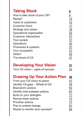 Screenshot of the Table of Contents of the Action Planner